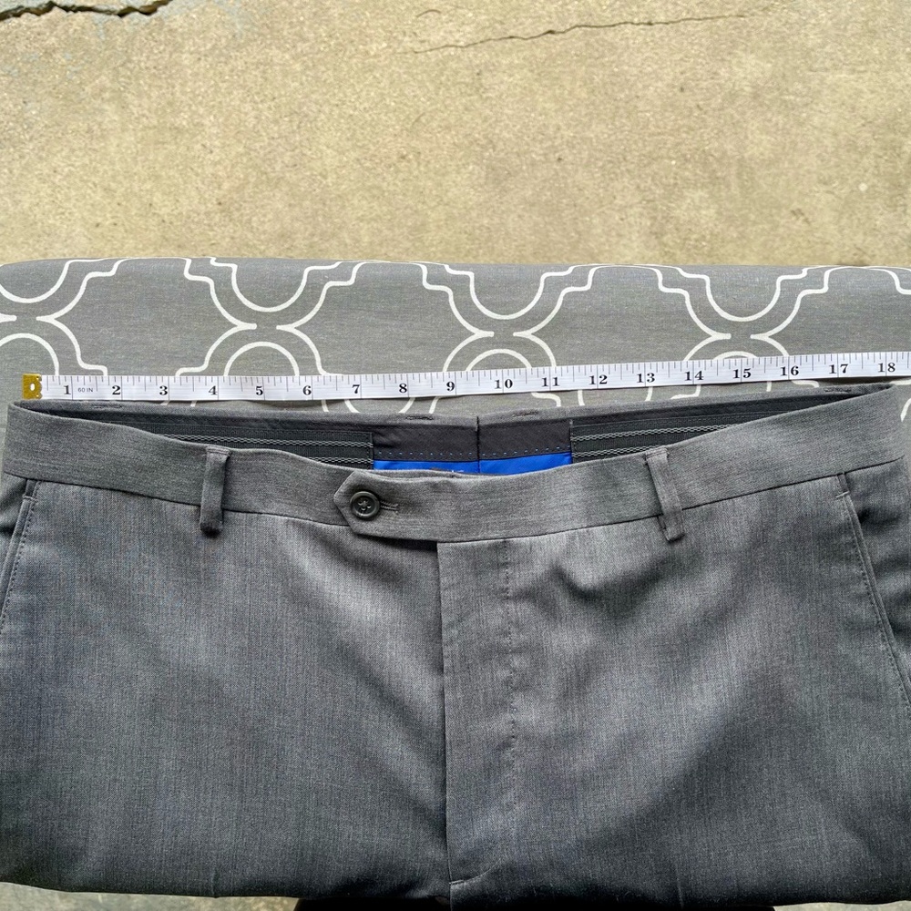 100% Wool Flat Front Light / Medium Charcoal Grey Trousers EUC